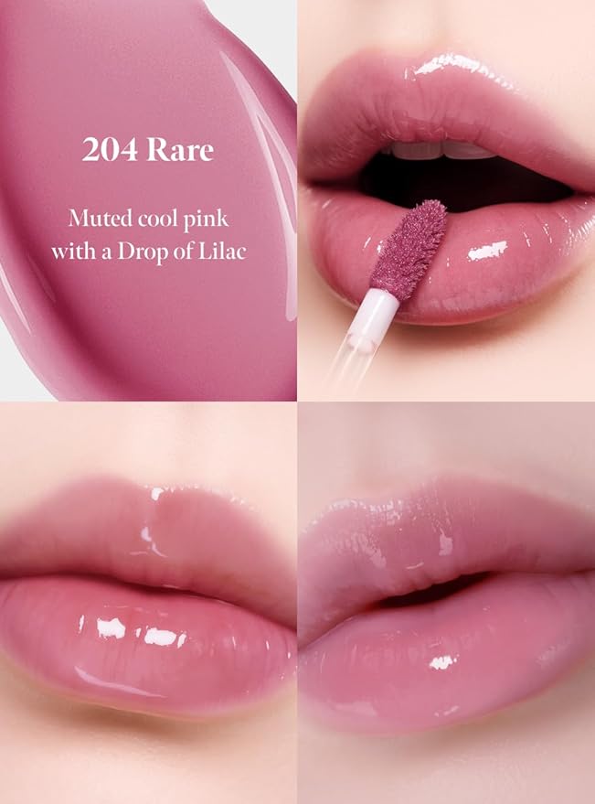 Dew Drop Tint #204 Rare 4.5g, Hydrating, Glossy, Lightweight Lip Stain with High-shine, Long Lasting Color with Moisturizing Lip Drop, Dewy Finish, Korean Beauty Makeup