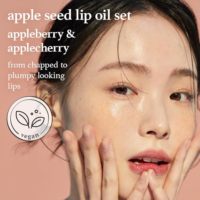 NOONI Korean Lip Oil Set - Appleberry & Applecherry | Long-Lasting, Moisturizing, Plumping, Revitalizing for Dry Lips, Waterproof, No Peel Off, 0.12 FL Oz x 2ea