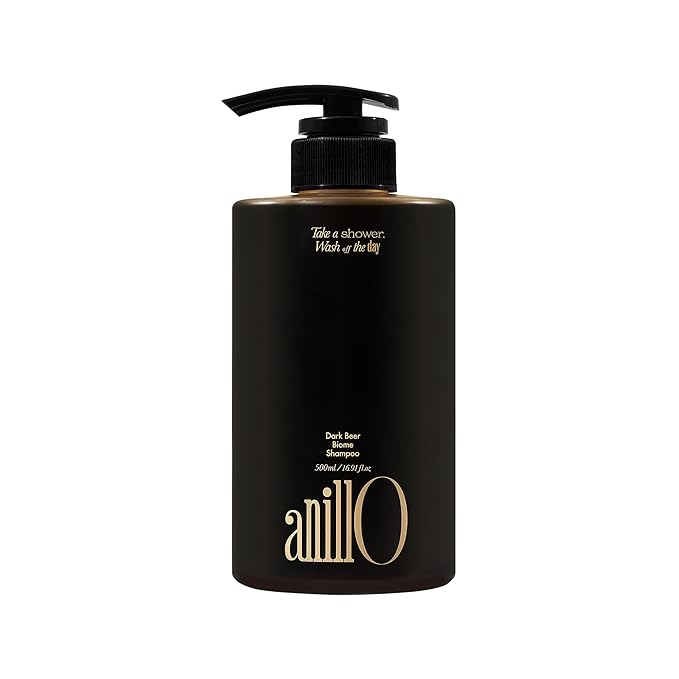 ANILLO Dark Beer Biome Shampoo - Vegan Thicker Hair & Sclap Care with Caffeine & Green Mint Complex for Volumizing Hair- Deep Cleansing, Oil Control & Cooling Effect, Sulfate-Free 500 ml / 16.9 fl oz