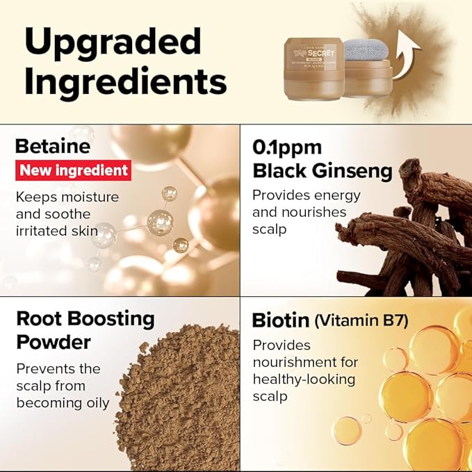 I DEW CARE Biotin Clarifying Dry Shampoo - Tap Secret Blonde | Strengthening & Volumizing, Powder Type, Refillable, Travel size, Non-aerosol, Brunette, Korean Ginseng, 0.26 Oz