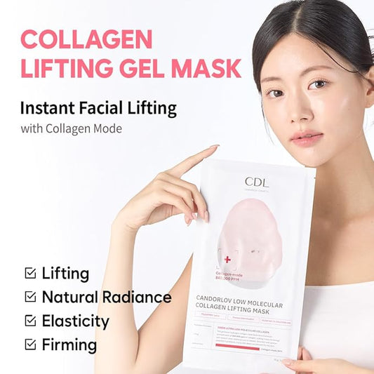 Overnight Collagen Lifting Gel Mask 5 pcs, Korean Face Lifting Deep Hydrogel Mask for Glass Skin, Anti-Aging with PDRN, Hyaluronic Acid for Elasticity, Firmness