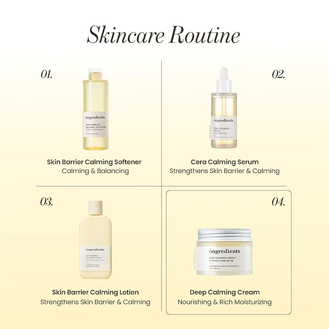 ONGREDIENTS Deep Calming Cream | Daily Face Moisturizer for Dry, Sensitive Skin | Centella Asiatica, Ceramide, Soothing, Skin Barrier, Hydrating | Fragrance-Free, Korean Skincare 1.69 fl Oz