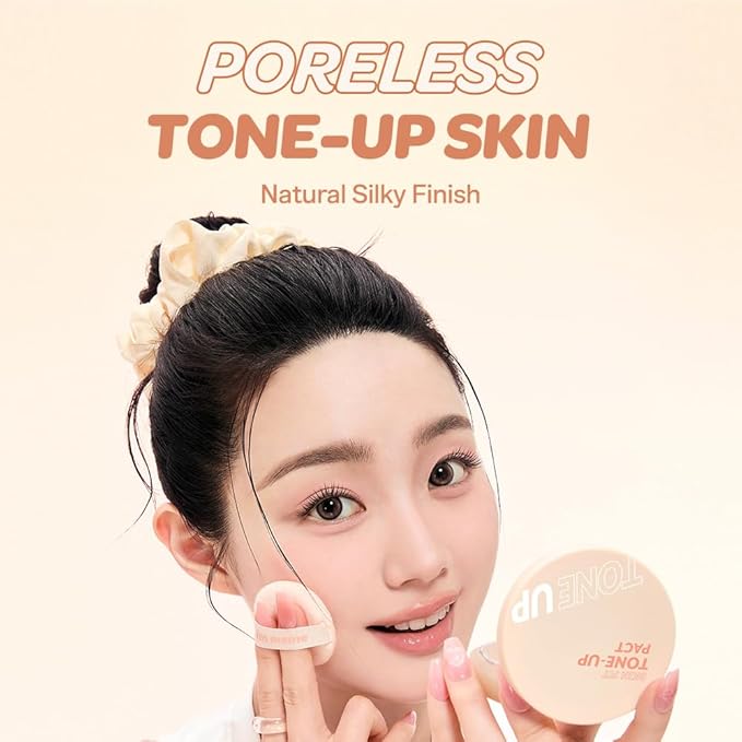 I'M MEME Compact - Skin Fit Tone Up Pact | FLawless Finish with Aqua Sebum, Soft & Velvet Pressed Powder Compact, Smooth Pores & Fine Lines, Korean Makeup, Translucent, Oily Skin, 0.35 Oz