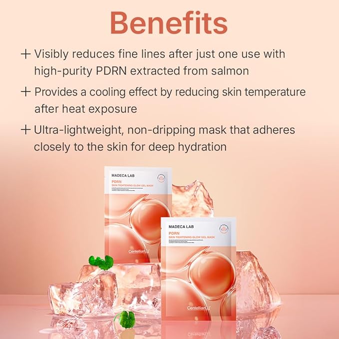 CENTELLIAN 24 Madeca Lab PDRN Skin Tightening Glow Gel Mask (4 pcs) – Firming & Hydrating Face Mask for Radiant Skin, Korean Skin Care. PDRN, TECA, Niacinamide.