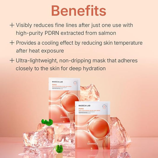 CENTELLIAN 24 Madeca Lab PDRN Skin Tightening Glow Gel Mask (4 pcs) – Firming & Hydrating Face Mask for Radiant Skin, Korean Skin Care. PDRN, TECA, Niacinamide.
