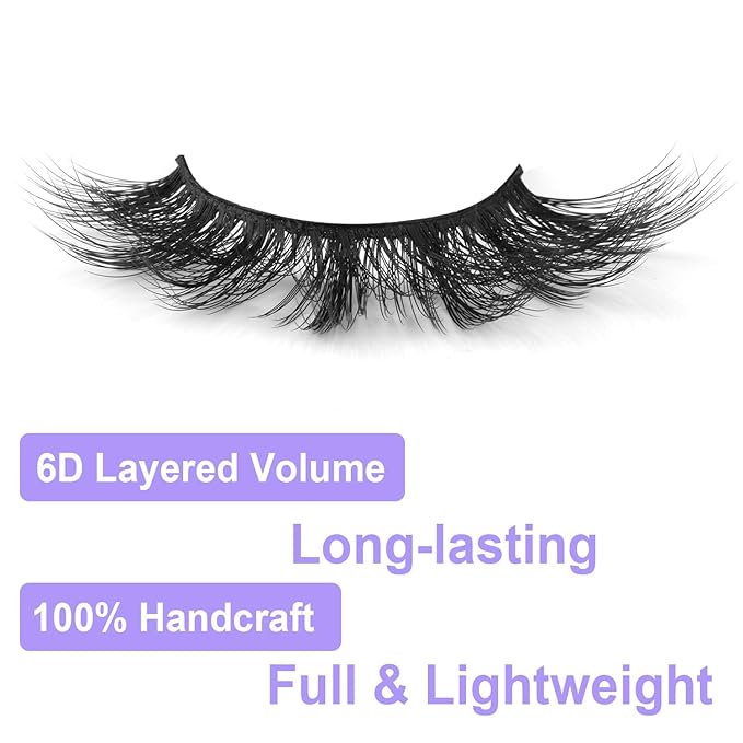Eyelashes Natural Look Faux Mink Lashes 3D False Eyelashes Wispy Cat Eye Lashes Pack Strip Lashes by Kiromiro