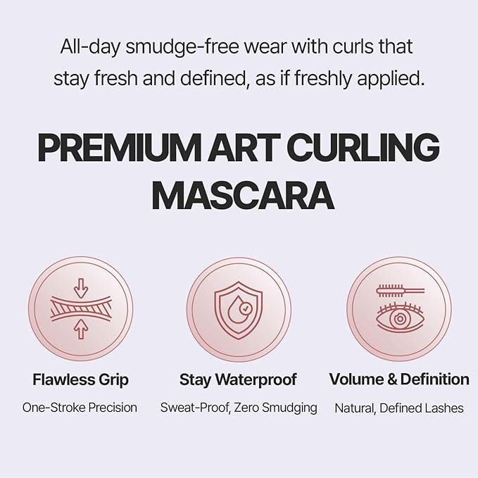 Verdea Art Volume Waterproof Mascara – K-Beauty, Long-Lasting, Smudge-Proof Korean Formula for Voluminous, Curled Lashes – Clump-Free, Lightweight & Buildable – 0.26 fl oz
