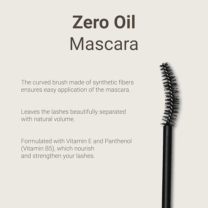 Sandstone Scandinavia Zero Oil Hypoallergenic Mascara Sensitive Eyes - Smudge-Proof, Lengthening and Defining - Fragrance Free, Vegan, Non Toxic - Oil Free and washable
