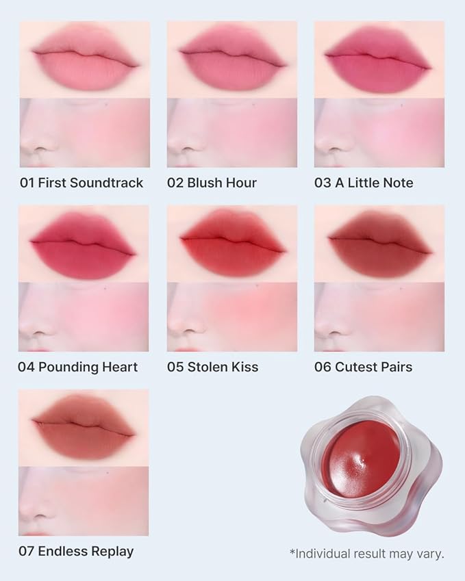 DEARMAY Pure Falling Mood Lip Pot No. 03 A Little Note 0.23 Oz. Vegan Lip Stain Lip & Cheek Multi-Use Tint With Hydrating Formula for Smooth Soft Blend Without Dryness or Fine Lines, Korean Makeup