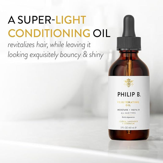PHILIP B Rejuvenating Oil 2 oz. (60 ml) | Long-Term Hair Repair, Youthful Bounce, Strength and Shine