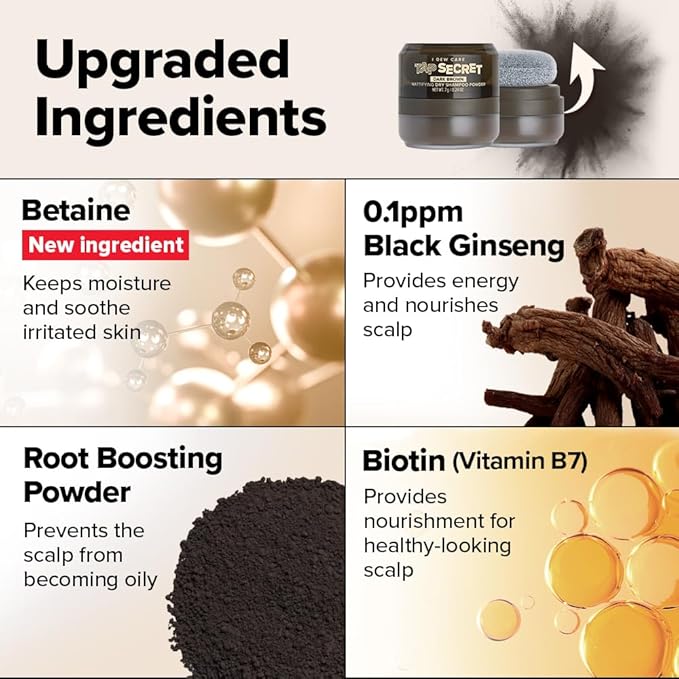 I DEW CARE Biotin Clarifying Dry Shampoo - Tap Secret Dark Original & Dark Brown Duo set | Strengthening & Volumizing, Powder Type, Refillable, Travel size, Non-aerosol, Brunette, 0.29 Oz * 2ea
