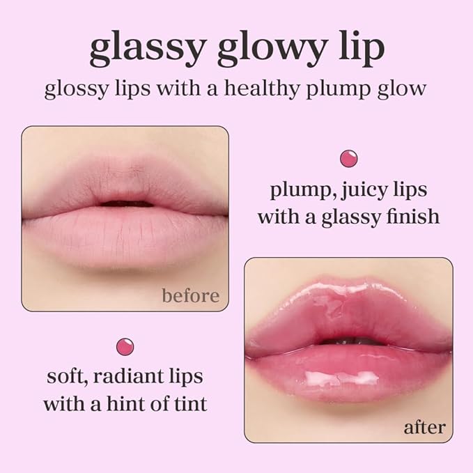 NOONI Korean Lip Oil Set - Appleberry & Applefig | Long-Lasting, Moisturizing, Plumping, Revitalizing for Dry Lips, Waterproof, No Peel Off, 0.12 FL Oz x 2ea