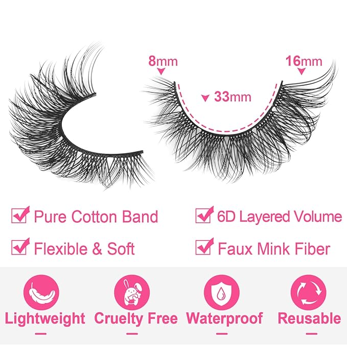Natural Lashes Wispy Faux Mink Lashes Natural Look Cat Eye False Eyelashes Strip Lash 16mm Short Eyelashes Pack 14 Pairs
