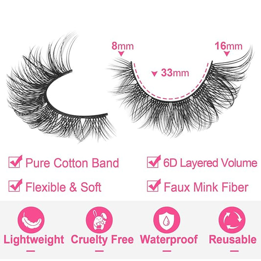 Natural Lashes Wispy Faux Mink Lashes Natural Look Cat Eye False Eyelashes Strip Lash 16mm Short Eyelashes Pack 14 Pairs