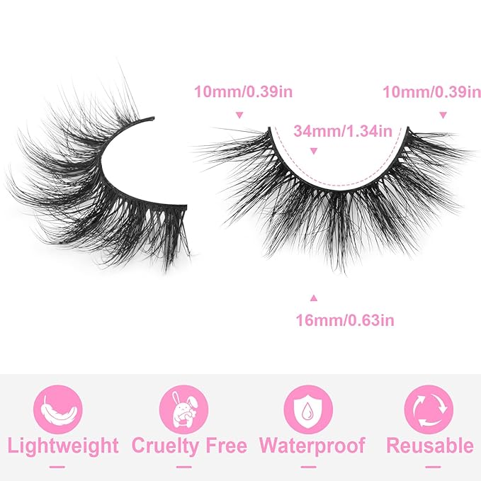 Lashes Wispy Faux Mink Lashes False Eyelashes 16mm(0.63inch) Eye Lashes 6D Volume Fake Lashes pack by Kiromiro 14 Pairs