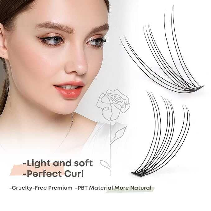 Individual Lashes, Lash Clusters, 240 Pcs 10D Individual Lash Extensions, Natural Soft Lightweight Reusable, Thickness 0.07mm C Curl False Eyelashes 8/9/10/11/12mm (10D 8-12mm)