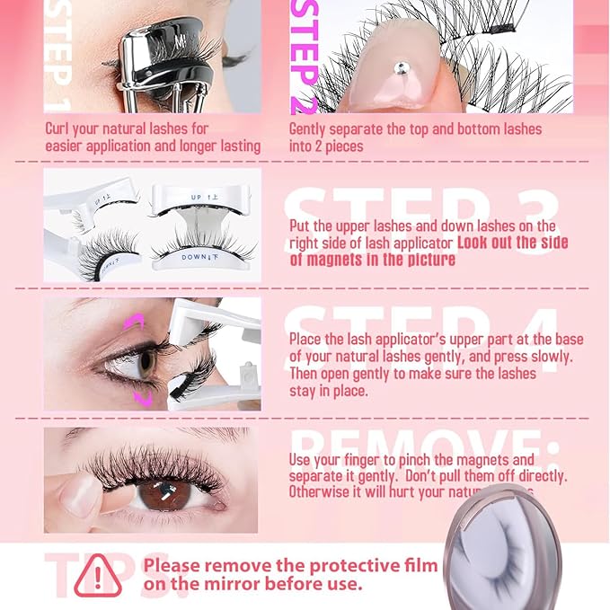 Elara Craft Magnetic Eyelashes, Eyelashes with Applicator, Natural Look, Reusable Glue-free False Eyelashes Series (Girls Series(EA05+EA03))