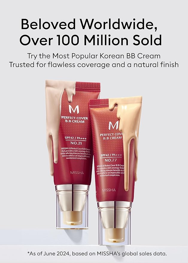 MISSHA M Perfect Cover BB Cream No.29 Caramel beige for Medium with Warm Skin Tone SPF 42 PA +++ 1.69 Fl Oz - Tinted Moisturizer for face with SPF