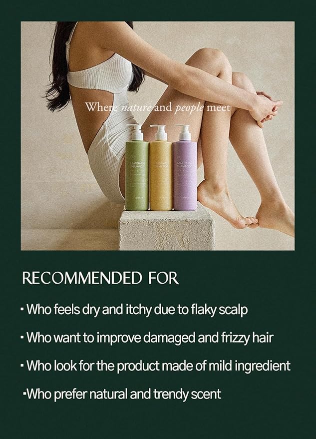 laferme Laminaria Shampoo with Organic Ingredient, Korean Clarifying Shampoo, Hydrating for Dry Hair, Strengthening for Weak Hair, Sulfate & Paraben-Free, for Women & Men, 33.8 FL OZ, White Musk