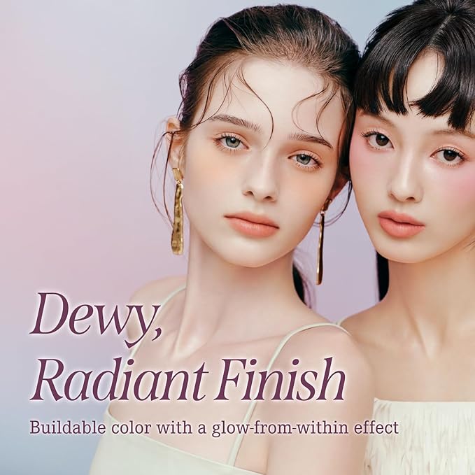 DEARDAHLIA Petal Drop Blush (Wavy) - Vegan Weightless Liquid Blush with Long-lasting Pigment, Buildable and Skincare-Infused Fomula. Natural Flush, and Dewy Finish. Korean Makeup for Cheeks. 0.14 oz