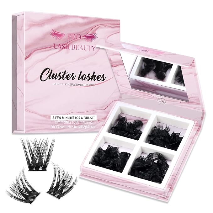 Lash Clusters 180 Pcs Cluster Lashes DIY Individual Lashes Fluffy Cluster Eyelash Extension Eyelash and Mirror 2 in 1 Easy to Apply at home Lashes (Adore,D-10-16mix)