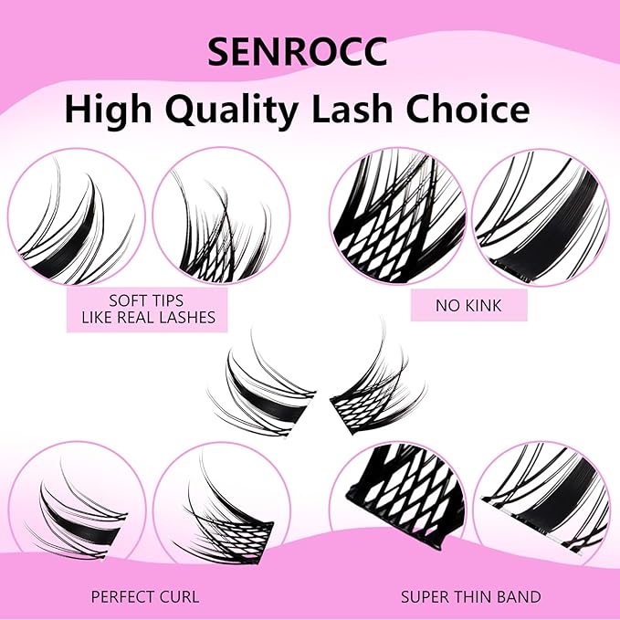 Lash Clusters Wispy Individual Lashes DIY Eyelash Extension 8-14mm Cluster Lashes D Curl Natural Look Mixed Tray Individual Lash Extensions (QF/D04-0.07D-8-14)