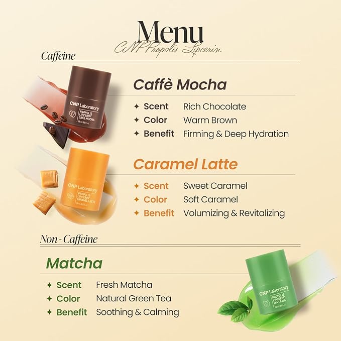 CNP Café Lip Butter - Propolis Lipcerin™ 06 Caramel Latte, Hydrating Overnight Manuka Lip Balm & Mask, 12hr Long-lasting Moisture, Stocking Stuffers, Gifts for Women, 0.5 fl.oz.