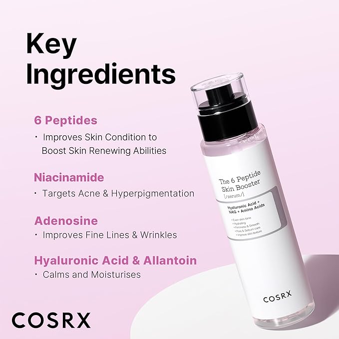 COSRX 6X Peptide Collagen Booster Toner Serum with Copper Peptides, Niacinamide & Hyaluronic Acid Skin Renewal Boosting Facial Essence for All Skin Types, Korean Skin Care, 150mL/5.07 Fl.Oz