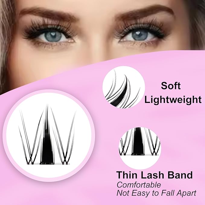 Lash Clusters Fairy Lash Clusters Manga Eyelash Clusters 140pcs Cluster Eyelash Extensions D Curl Individual Lashes 8-16mm Mix Length (QF-0.07D-8-16)