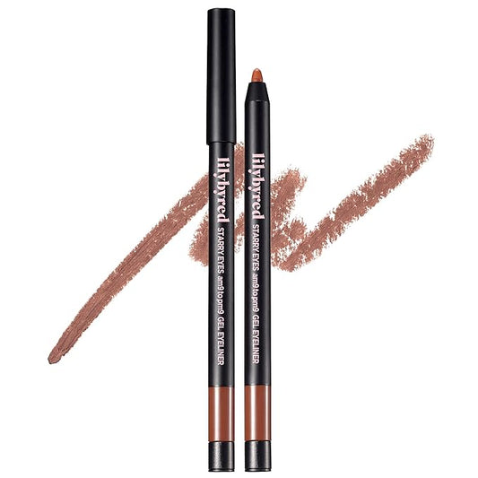 lilybyred Starry Eyes Am9 to Pm9 Gel Eyeliner | Korean Gel Eyeliner, Intense Color Payoff, Creamy Formula, Easy Blending, Built-in Sharpener, Smudge-Proof, Long-Lasting, 0.017 oz. (12 Walnut Brown)