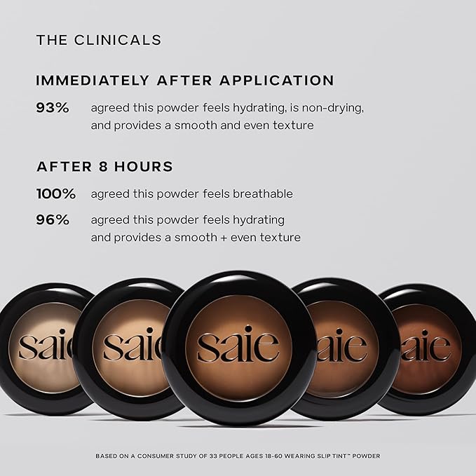 Saie Slip Tint Baked Setting Powder - Translucent Powder for Face Makeup with a Natural-Radiant Finish - Blurs, Brightens & Smooths Complexion - Translucent 5 - Deep to Rich (0.24 oz)
