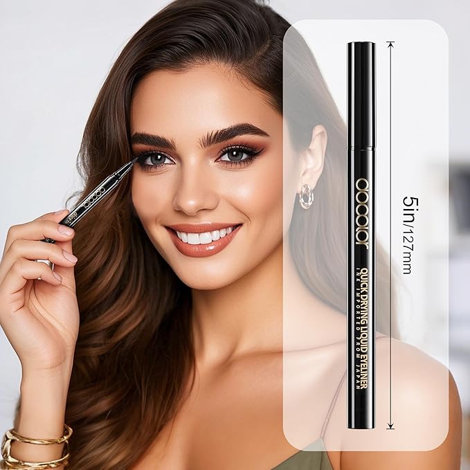 docolor Eyeliner, 2PCS Black Liquid Eyeliner Waterproof Eye Liner Pen Super Slim Precise All Day Black Eye Pencils Professional Makeup Liquid Eye Liner Pencil for Women