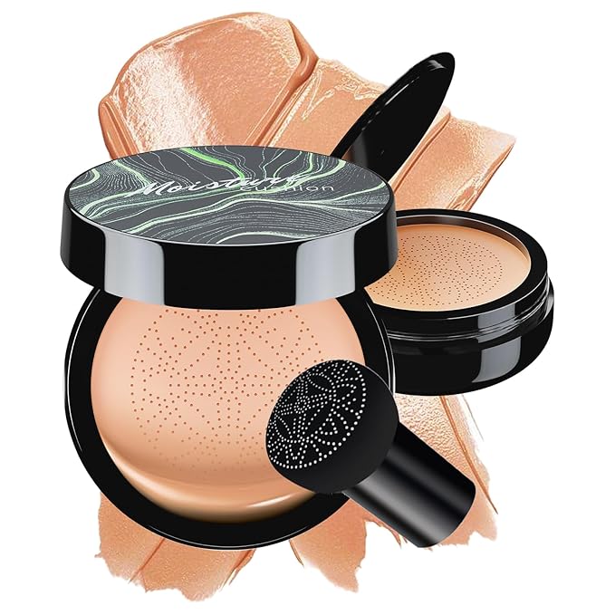 Mushroom Head Air Cushion CC Cream - BB Cream Face Makeup Foundation for Mature Skin Moisturizing Concealer Brighten Long-Lasting, Even Skin Tone for All Skin Types (Nude)