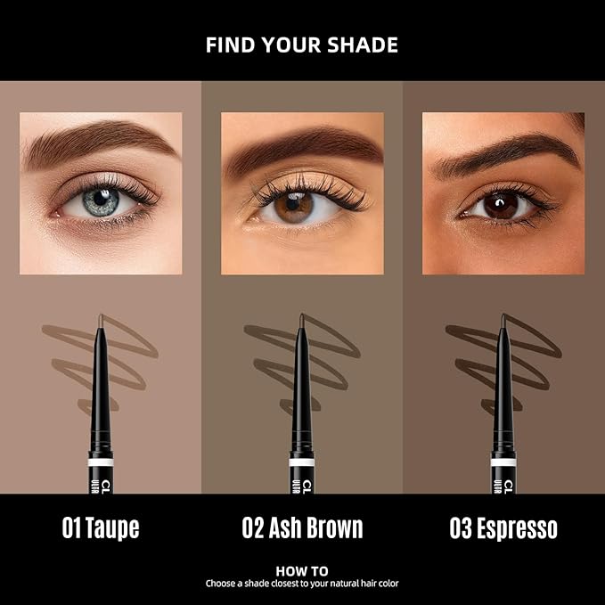 Brow Pencil, 4 Pcs Precision Taupe Eyebrow Pencil Defines,Creates Full,Long Lasting for Perfect Brows, Professional,Natural-Looking Micro Eyebrow Pencils for Women,Eyebrow Color