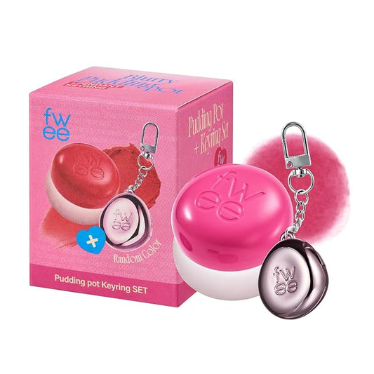 fwee Blurry Pudding Pot + Keychain SET | Airbrushed Blush & Lip, Buildable Pigment, Long-lasting, Lightweight, Easy to Blend, Natural Soft Matte Finish Makeup – Crush (Vivid Pink) | 0.17 oz