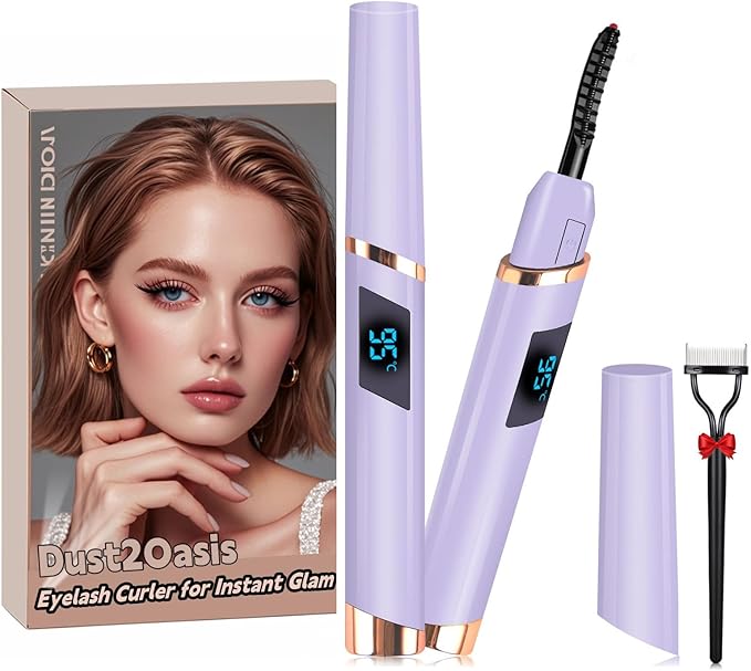 Heated Eyelash Curler, Electric Eyelash Curler, Rechargeable Lash Curler for Makeup Natural Curling Eye Lashes and 24 Hours Long Lasting - Purple 2025 Updated New Model