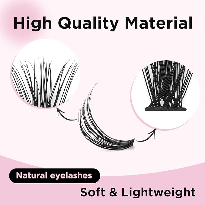 Lash Clusters kit 9-16mm DIY Lash Extension Kit 280 40D D Curl Lash Clusters 0.07D Natural Individual Lashes Clusters False Eyelashes Wispy Eye Lash Kits Extensions Kit