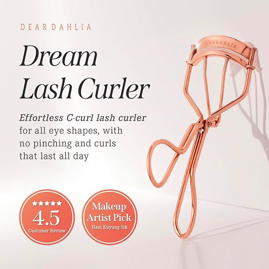 DEARDAHLIA Dream Eyelash Curler - Premium Volume-Up Curl, Wide Opening, Pinch-Free Design. Painless with Comfort Grip & 2 Silicone Refill Pads Included. Made in Korea