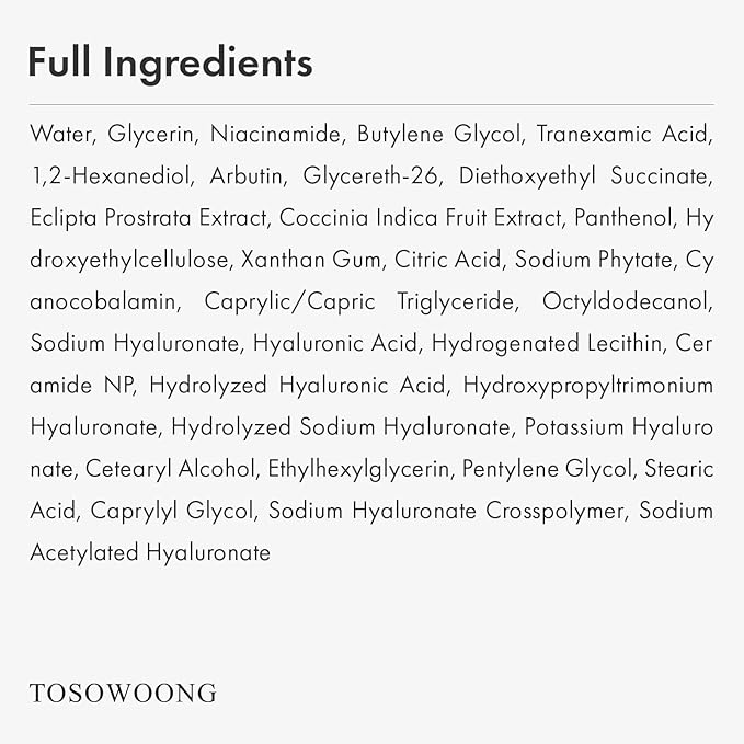 TOSOWOONG Niacinamide 10% + Tranexamic Acid 4% Serum, Arbutin 2%, Hyaluronic Acid, TXA Facial Serum, Glass Skin, Clarifying, Radiant Complexion with Natural Color, Korean Skin care, 33ml, 1.11 fl.oz.