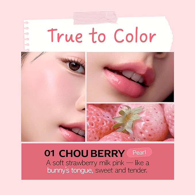 FRUDIA Glow Juicy Jam Lip & Cheek Stain (Chou Berry) – Korean Lip Tint & Blush in One | Long-Lasting, Moisturizing, Non-Sticky Glossy Color for Lips, Cheeks & Eyes | Ballerina Pink (4.5g)