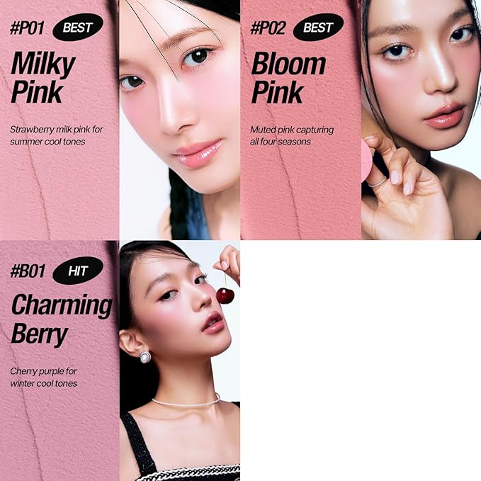 Fluffy Velvet Cushion Blush for Korean Dewy Glow | Buildable, Blendable Cream Texture | Mini Pink Blush for Cheeks | Tar Pigment Free (P01 Milk Pink, 0.1 Oz | 4g)