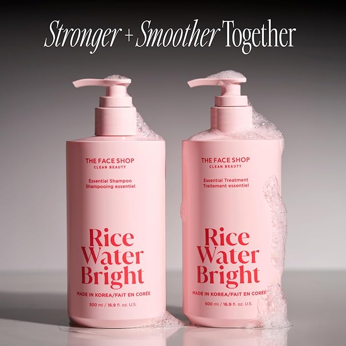 THE FACE SHOP Rice Water Bright Essential Shampoo, Rice Protein Shampoo with Rice Extract, Anti-Hair Loss, Korean Shampoo for Silky and Healthy Hair, Sulfate Free