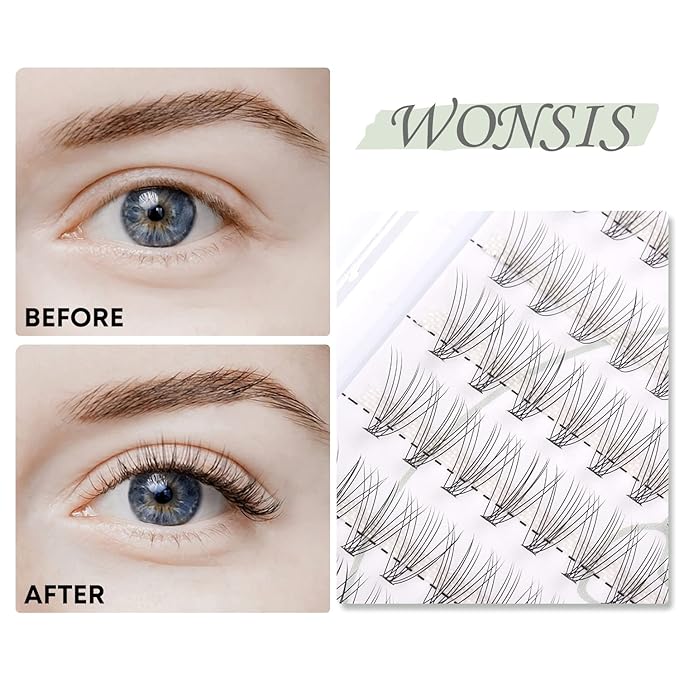 Individual Lashes, Lash Clusters, 240 Pcs 10D Individual Lash Extensions, Natural Soft Lightweight Reusable, Thickness 0.07mm C Curl False Eyelashes 8/9/10/11/12mm (10D 8-12mm)