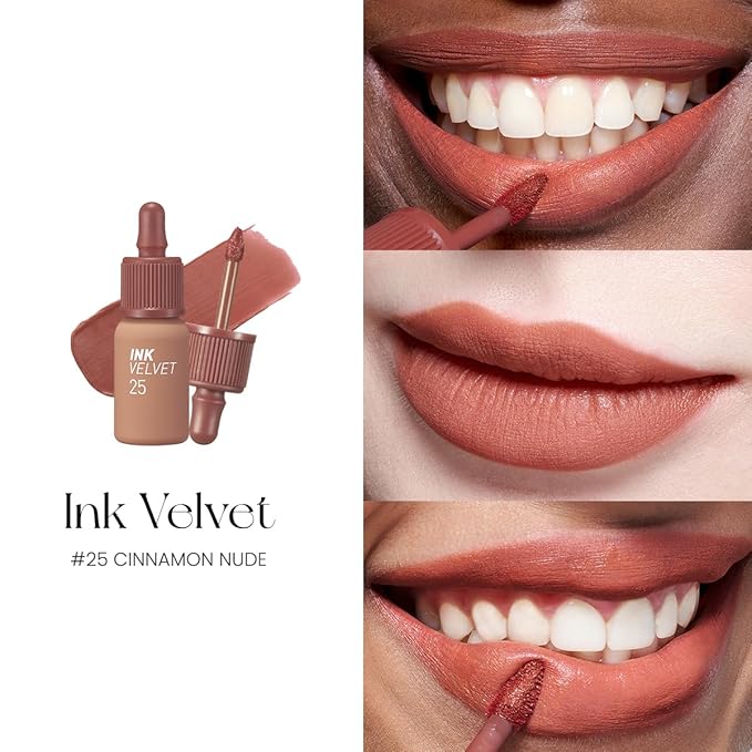 Peripera Ink the Velvet Lip Tint - High Pigment Color, Longwear, Weightless, Not Animal Tested, Gluten-Free, Paraben-Free (25 CINNAMON NUDE, 4g)(NEW)