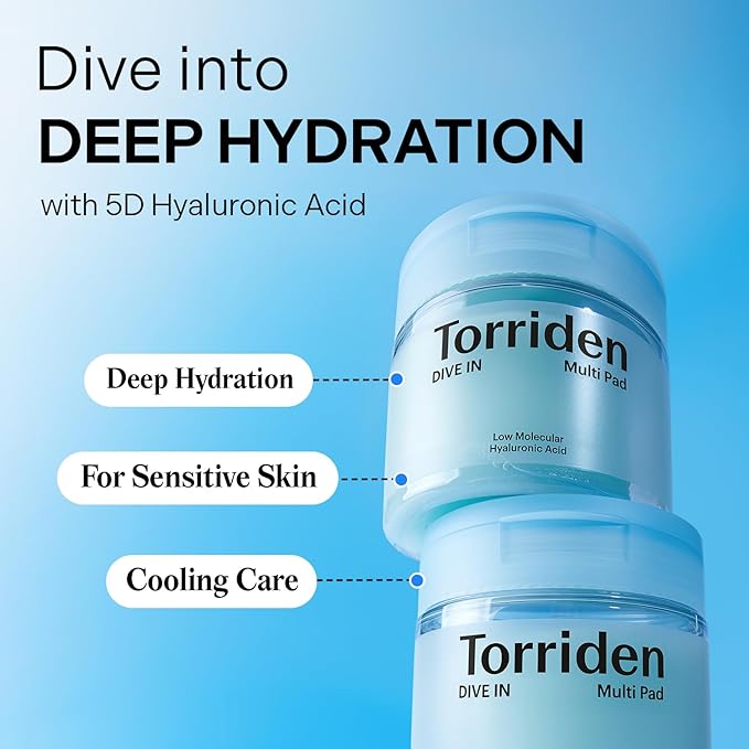 Torriden DIVE IN Multi Pad (80 pads) | Serum infused Facial Pads for Cooling, Soothing, Hydrating Spot Masking | Hyaluronic Acid, Panthenol, Allantoin