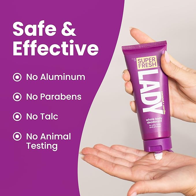 Super Fresh Lady Parts | Full Body & Private Parts Deodorant For Women | INVISIBLE CREAM for Privates, Body & Skinfolds | Stop Odor & Stay Fresh|Aluminum Free Feminine Hygiene | Lightly Scented | 4oz