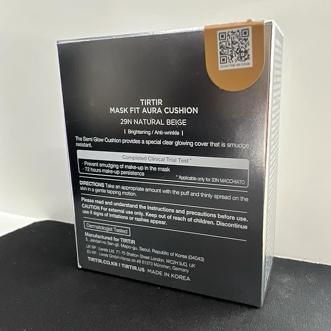 TIRTIR Mask Fit Aura Silver Cushion Foundation | Semi-glow Finish, Natural Coverage, Moisturizing, Lightweight, Korean cushion foundation (#29N Natural Beige, Full Size, 0.63 Fl Oz)