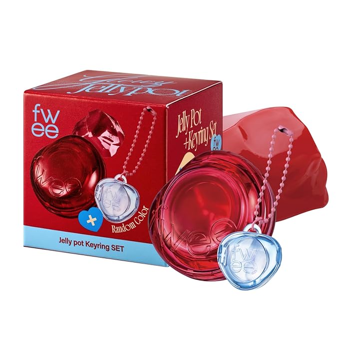 fwee Glowy Jelly Pot + Keychain SET | Dewy Jelly Lip & Blush Color, Tinted Glow Jelly Balm, Dewy Buildable Finish – Honey Peach (Vivid Coral) | 0.14 oz