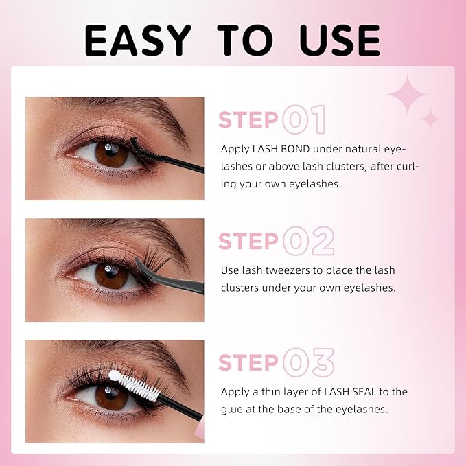 Lash Clusters kit 9-16mm DIY Lash Extension Kit 280 40D D Curl Lash Clusters 0.07D Natural Individual Lashes Clusters False Eyelashes Wispy Eye Lash Kits Extensions Kit