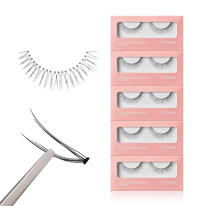 EYEME Cutting Eyelash NO.V32 – 5 Set Pack, Customizable Cluster Lashes with Layered Short & Long Fibers for a Soft, Romantic Look, Lightweight & Flexible, K-Beauty